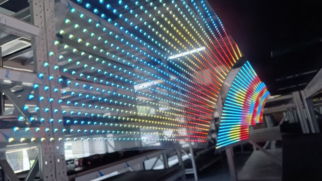 P6 P10 แผ่นจอ LED หน้าโปร่ง สีเต็มแบบยืดหยุ่น สําหรับภายใน