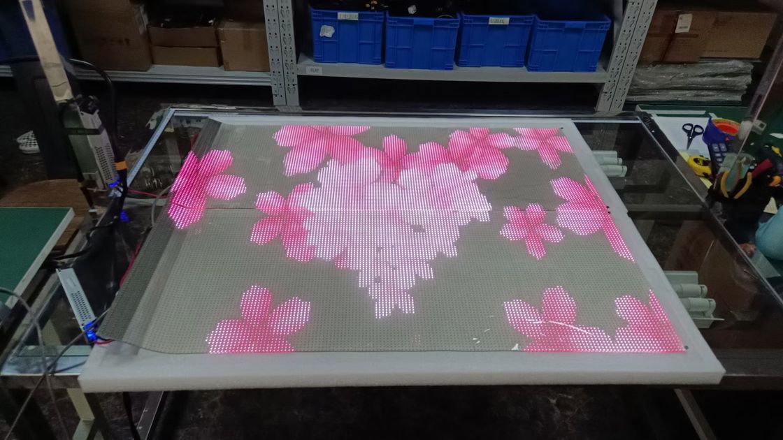 P6 P10 แผ่นจอ LED หน้าโปร่ง สีเต็มแบบยืดหยุ่น สําหรับภายใน
