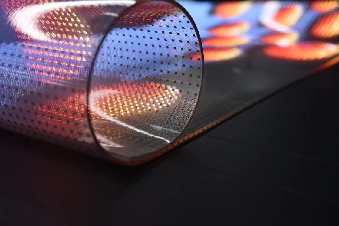 P6 P10 แผ่นจอ LED หน้าโปร่ง สีเต็มแบบยืดหยุ่น สําหรับภายใน