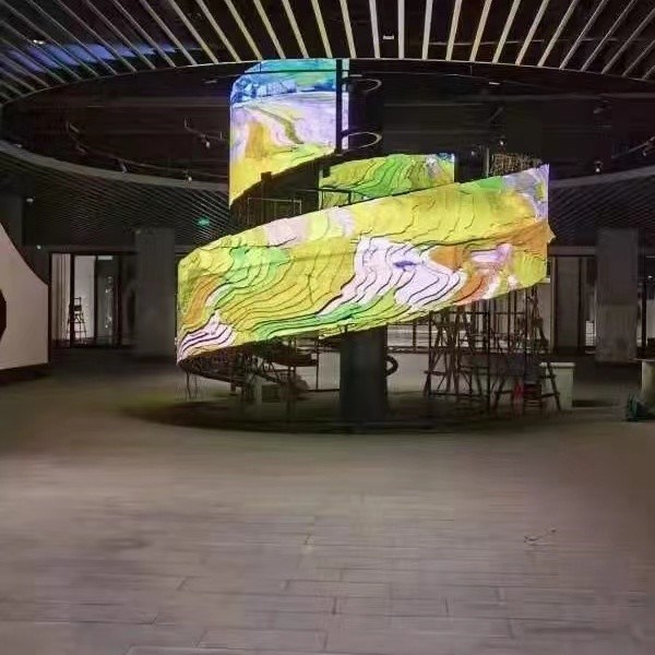 สกรีนจอ LED แบบกลมบางยืดหยุ่น P1.8 P2 P2.5 P3 สีเต็ม